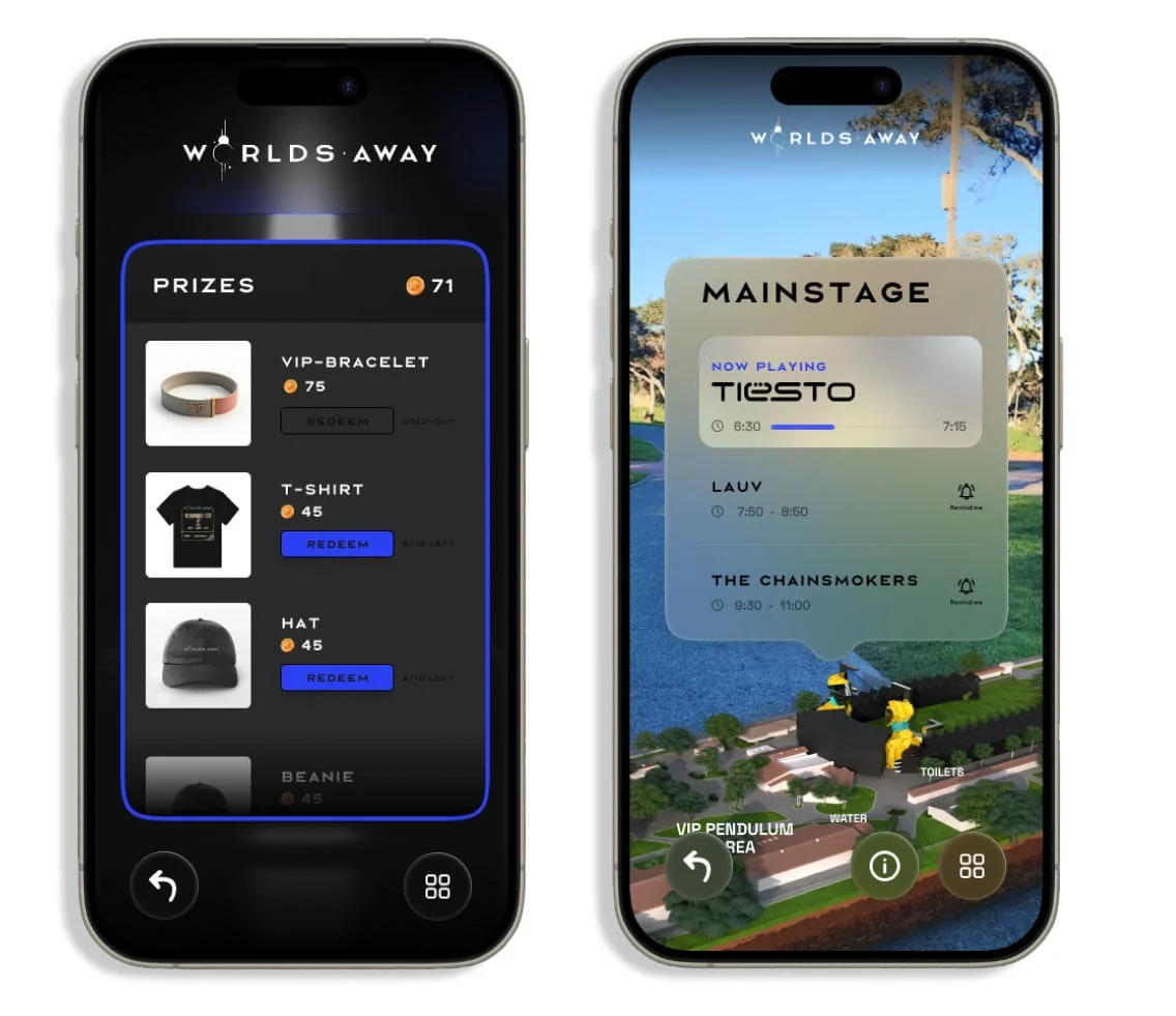 Worlds Away — interactive festival app
